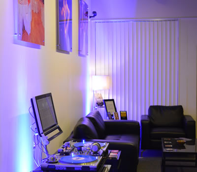A view of the seating area inside our South Side DJ Studio. BPM Deejays is the home of the best Pittsburgh Wedding DJs.